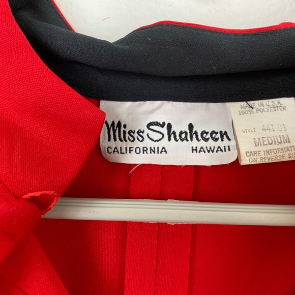 Vintage 70s Miss Shaheen Pant Set Medium Bold Red & Black Tunic Wide Leg Pants - Picture 13 of 13